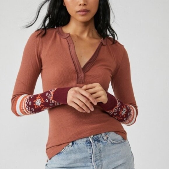 free People Micah Layering cuffs thermal top in autumn combo size XS - Picture 6 of 9